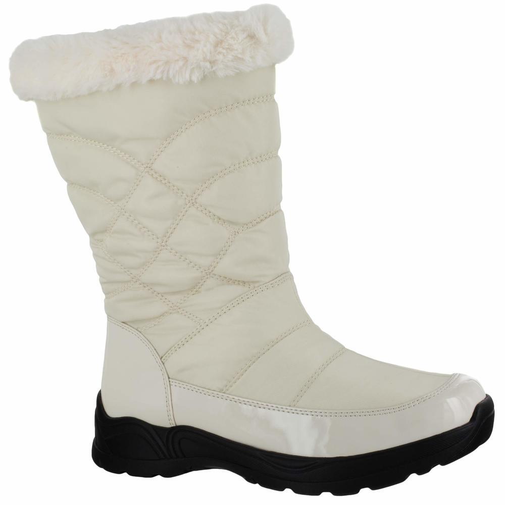 Easy Street Women's Cuddle Boot, Winter White Patent - 5